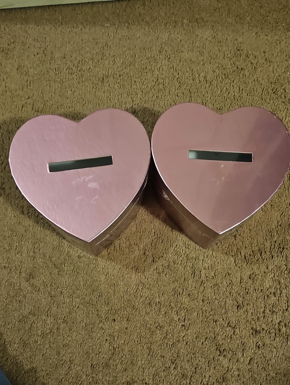 Set of 2 Pink Heart-Shaped Trinket Boxes